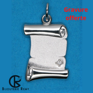 Pendentif Parchemin avec zirconium en argent