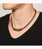 Collier Marius en cuir et acier