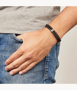 Bracelet Fossil double rang noir