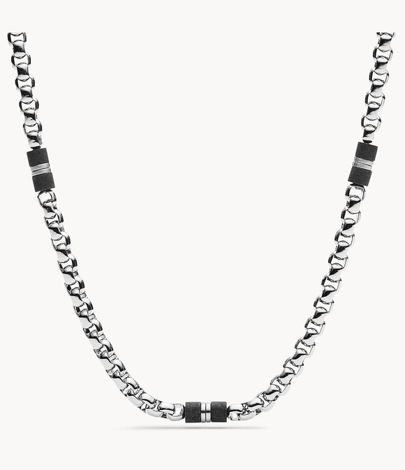 Collier Basile en acier et marbre noir