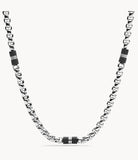 Collier Basile en acier et marbre noir