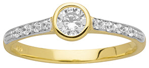 Solitaire accompagné en Or bicolore 18CT et zirconium 311-73