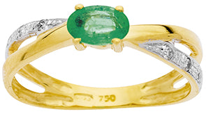 Bague bicolore en or 18 ct Emeraude et diamants 317-84