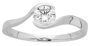 Bague en or blanc 18ct et zirconium 421-202