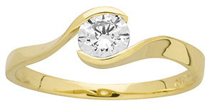 Bague en or jaune 18ct et zirconium 311-74