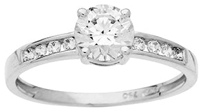 Solitaire accompagné en Or blanc 18CT et zirconium 321-89