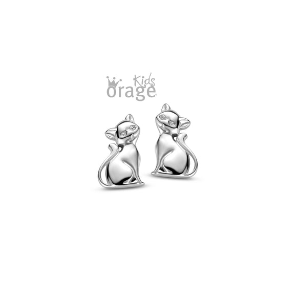 Boucles Chat en argent K2574