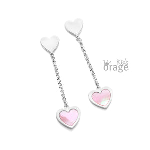 Boucles Coeurs nacre rose K2537