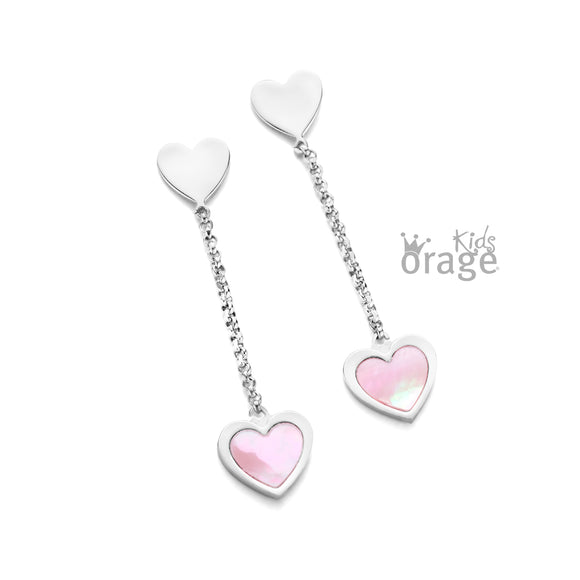 Boucles Coeurs nacre rose K2537