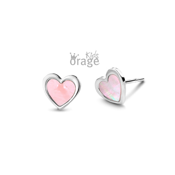 Boucles coeurs en nacre rose K2540