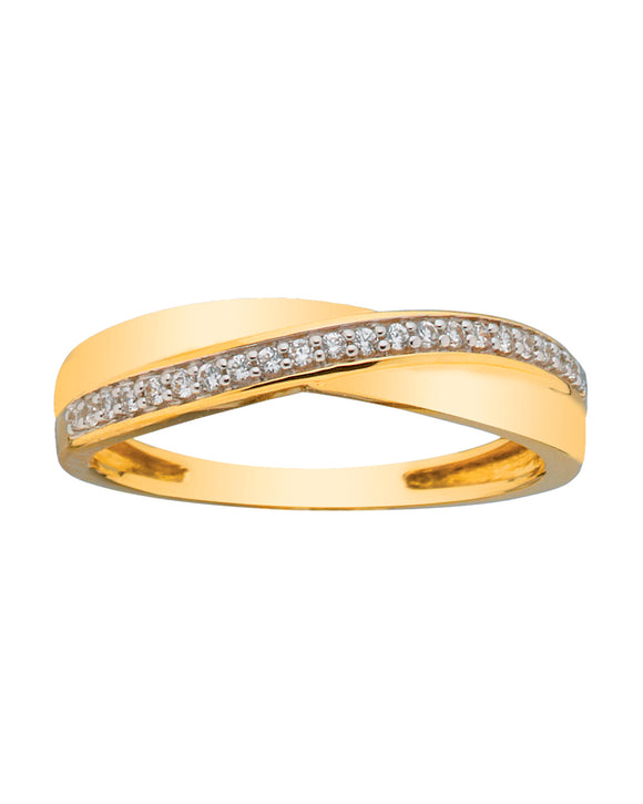 Bague bicolore avec zirconiums en 9ct 421-183