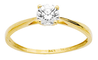 Bague solitaire or jaune 9ct et zirconium 414-47