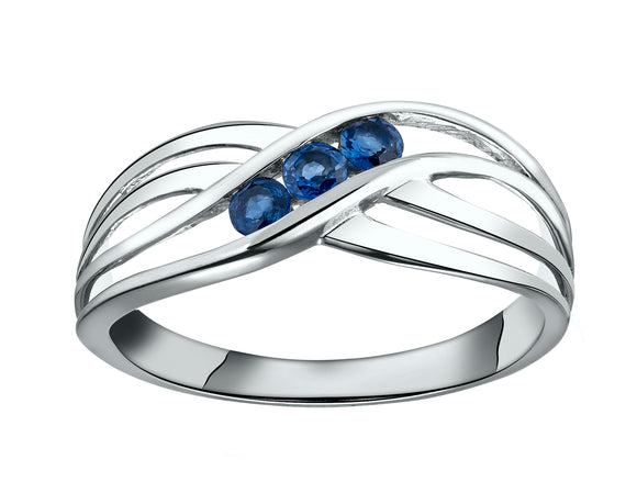 Bague or blanc 9ct saphirs 412-55