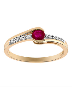 Bague bicolore 9ct rubis et zirconium 422-105