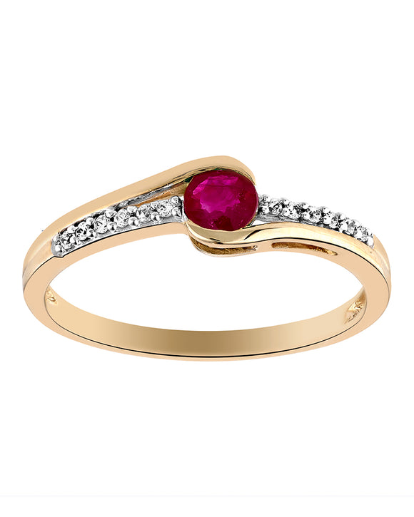Bague bicolore 9ct rubis et zirconium 422-105