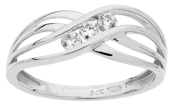 Bague en or blanc 9ct et zirconium 401-233