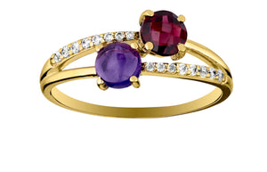 Bague en or 9ct avec amethyste, rhodolite et zirconium 412-57