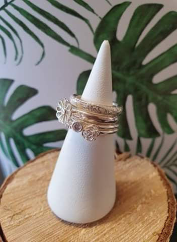 Set de 4 bagues en argent n°2 Taille 48-49