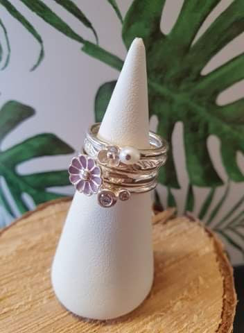 Set de 4 bagues en argent n°3 Taille 48-49