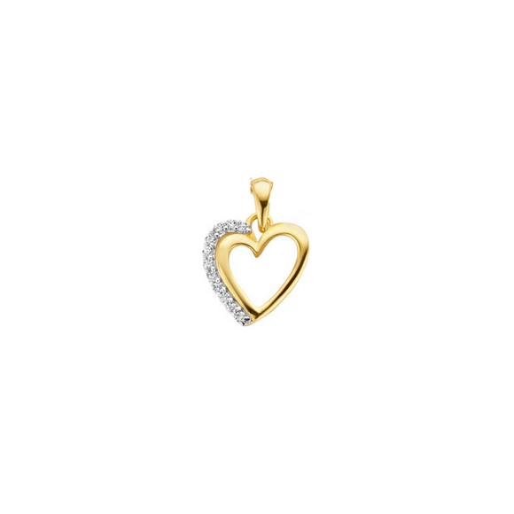 Pendentif coeur bicolore en or 18ct et zirconium