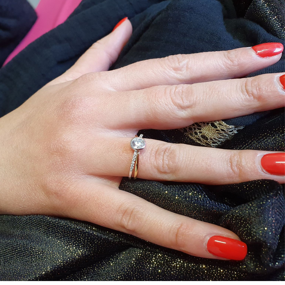 Solitaire Zirconium Or bicolore 18CT 324-14