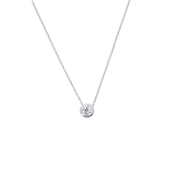 Collier en or blanc 9ct zirconium serti clos