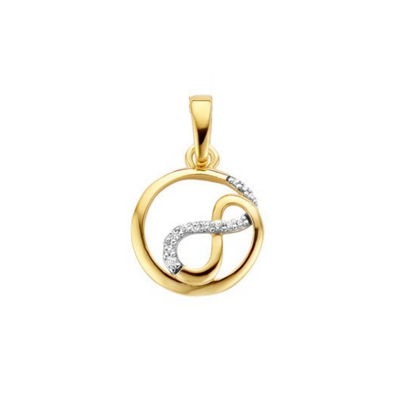Pendentif infini en or jaune 18ct et zirconium