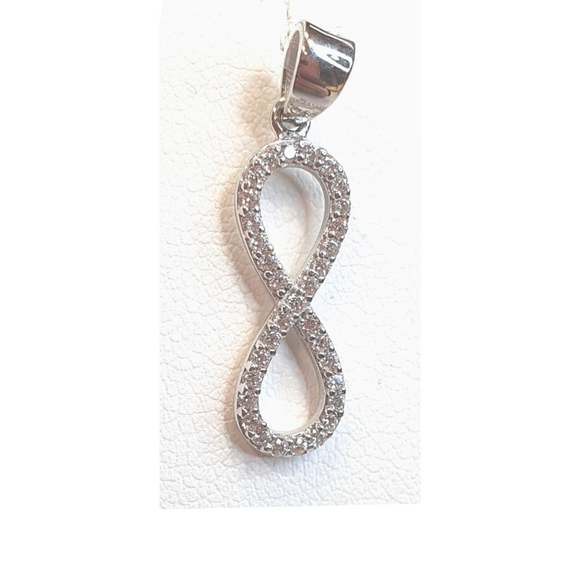 Pendentif infini en or blanc 18ct et zirconium 363-