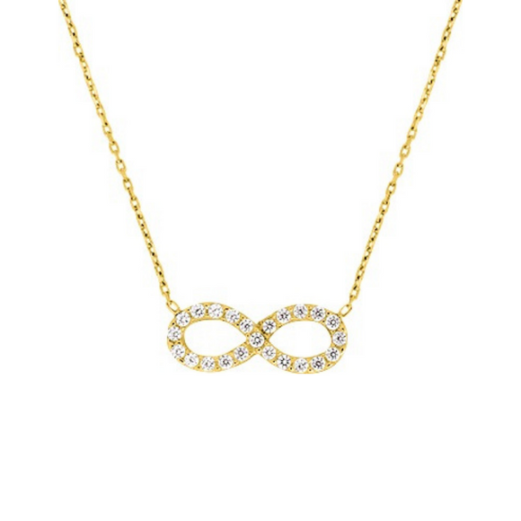 Collier infini avec zirconium en or jaune 9ct