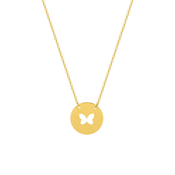 Collier avec papillon perforé en or 9ct