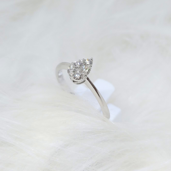 Bague solitaire goutte or blanc et diamant 306-69