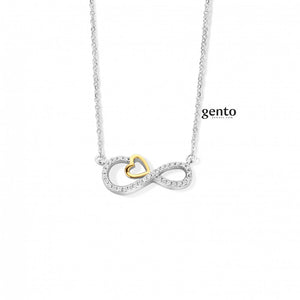 Collier infini et coeur bicolore