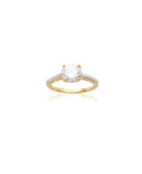 Bague solitaire accompagné Plaqué or et zirconium