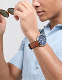 Chrono Neutra Bleu / cuir cognac