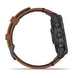 Garmin Epix2 Sapphire Titane. Bracelet Cuir Marron + Silicone Noir