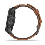 Garmin Epix2 Sapphire Titane. Bracelet Cuir Marron + Silicone Noir