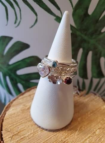 Set de 4 bagues en argent n°4 Taille 52-53