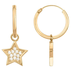 Boucles créoles Etoiles zirconium en plaque or