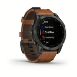 Garmin Epix2 Sapphire Titane. Bracelet Cuir Marron + Silicone Noir