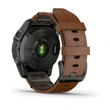 Garmin Epix2 Sapphire Titane. Bracelet Cuir Marron + Silicone Noir