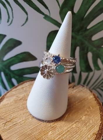 Set de 4 bagues en argent n°1 Taille 52-53