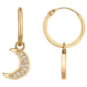 Boucles créoles Lunes zirconium en plaque or