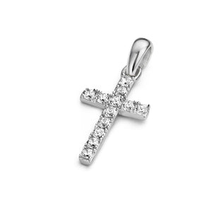 Pendentif croix en argent et zirconium 1