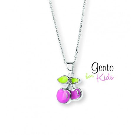 Collier Cerises roses GK318