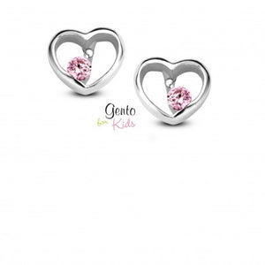 Boucles coeurs zirconium rose
