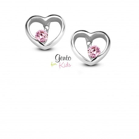 Boucles coeurs zirconium rose