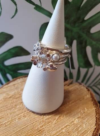 Set de 4 bagues en argent n°7 Taille 50-51