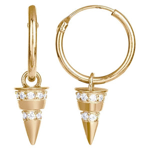 Boucles créoles Cônes zirconium en plaque or