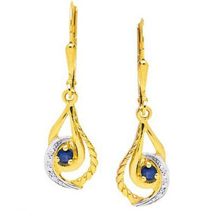 Boucles d’oreilles en or jaune, or blanc et saphir 382-173