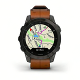 Garmin Epix2 Sapphire Titane. Bracelet Cuir Marron + Silicone Noir